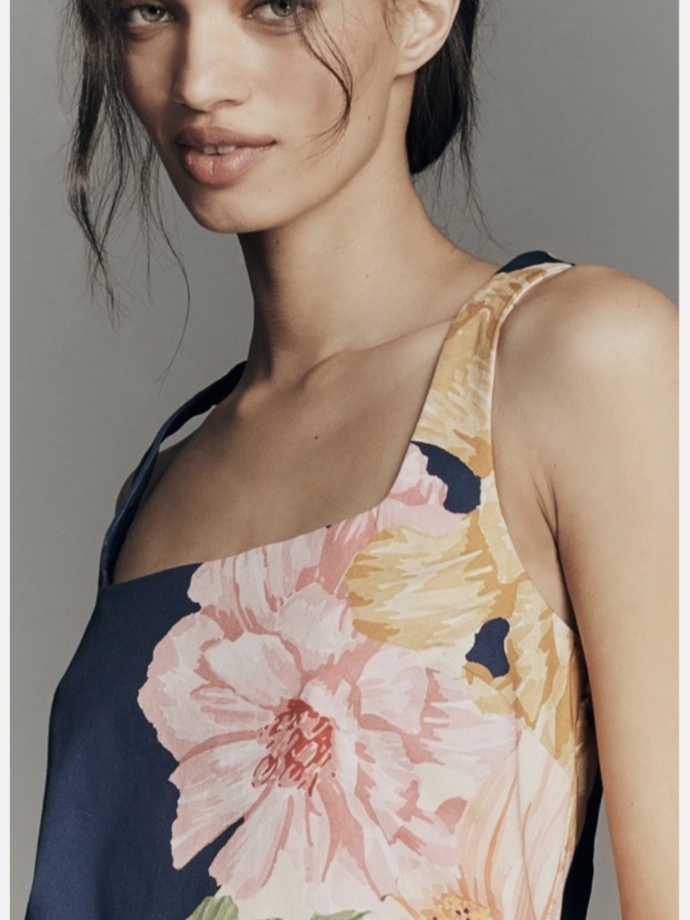 Maeve Square-Neck Navy Floral Mini Dress - NWT - Size S - Navy with Floral - Picture 3 of 5